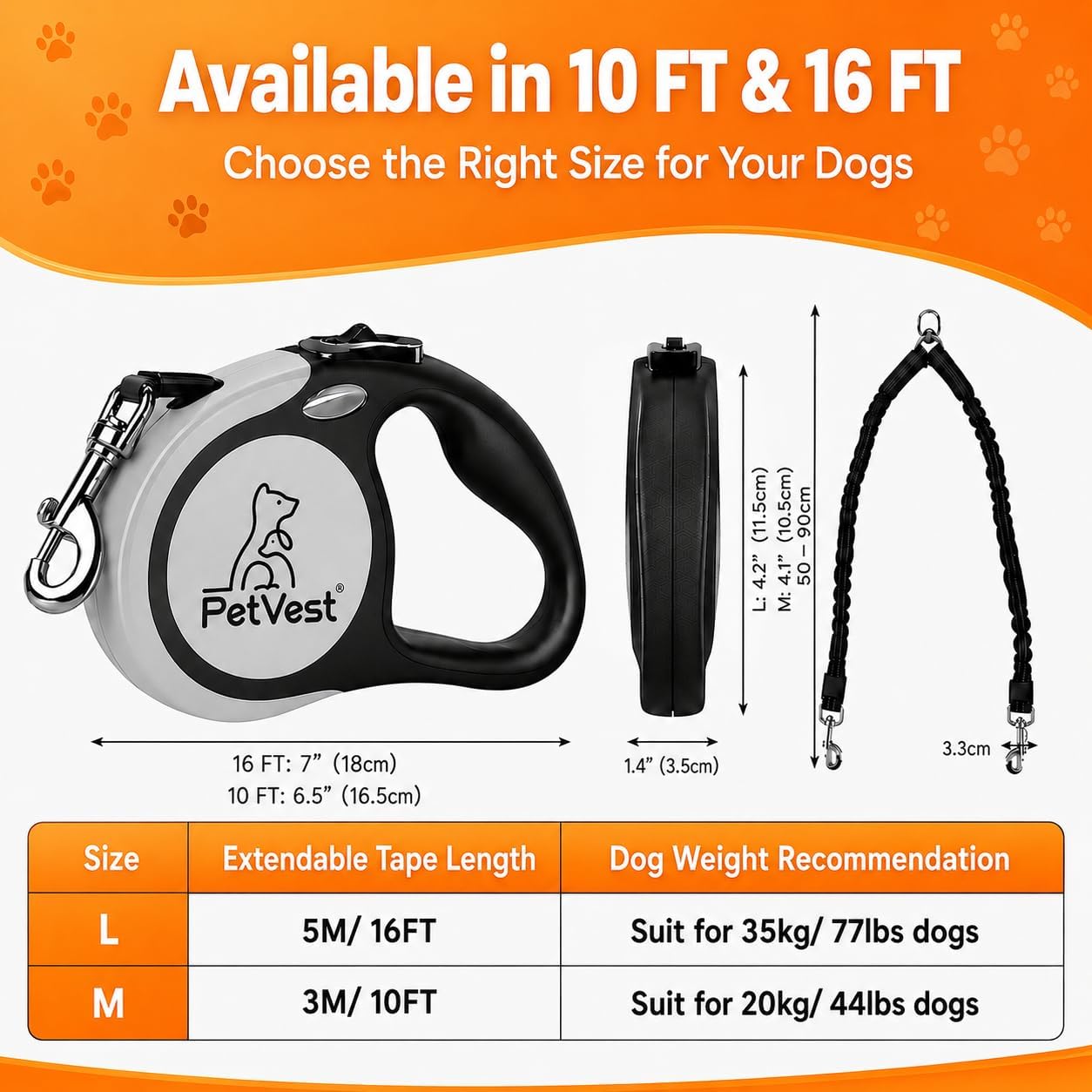 Close up of PetVest dual leash handle and brake buttons