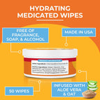 Close-up view of a wet antiseptic pad from Paw Science for dog and cat skin care.
