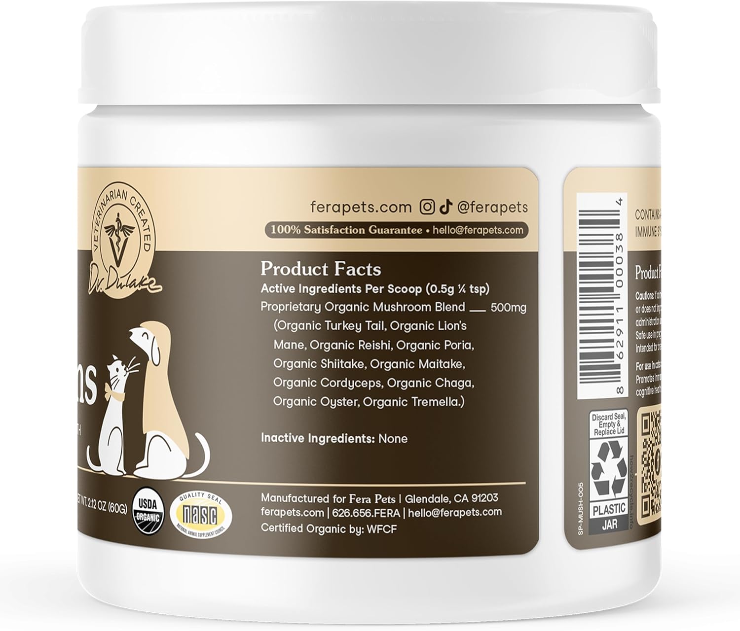 Fera Pets Mushroom Supplement for Dogs & Cats with Turkey Tail - USDA Organic - Cognitive and Immune Support - Enhances Liver Function - Supports a Healthy Gut - Powder - 120 Scoops - Image 9