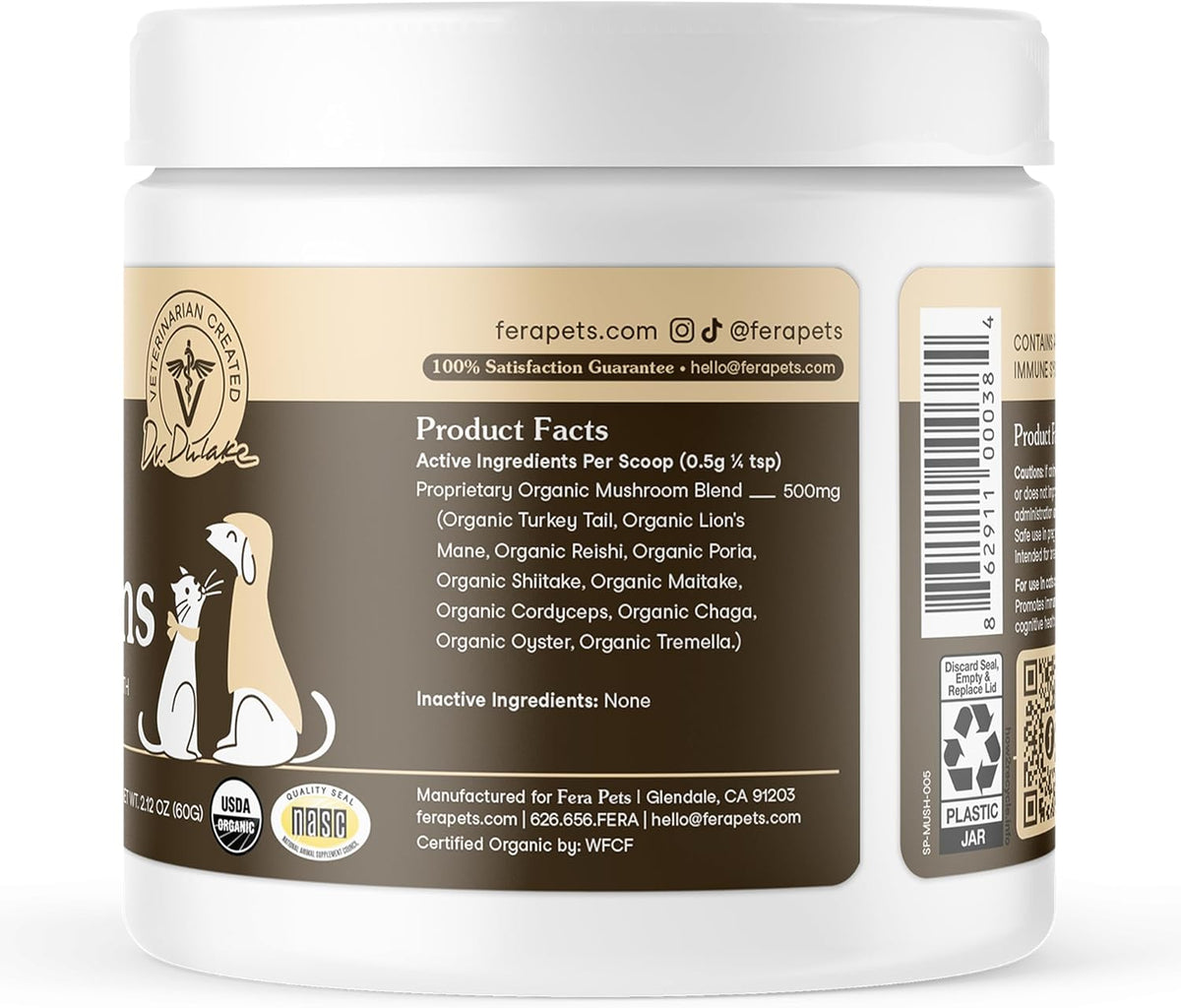 Fera Pets Mushroom Supplement for Dogs & Cats with Turkey Tail - USDA Organic - Cognitive and Immune Support - Enhances Liver Function - Supports a Healthy Gut - Powder - 120 Scoops - Image 9