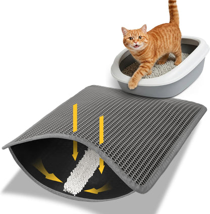 Conlun double layer cat litter trapping mat front view gray