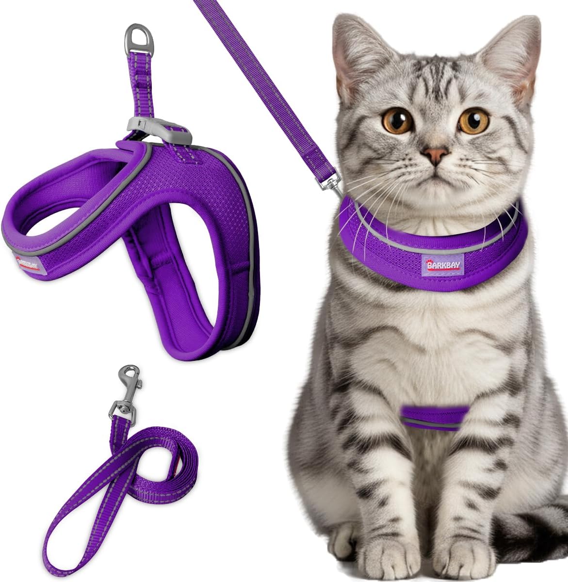 Cat Harness and Leash Set,Escape Proof Kitten Harness,Step in Adjustable Soft Lightweight,Easy Control,Reflective Strips Comfortable for Walking Travel(Blue,XS) - Image 10