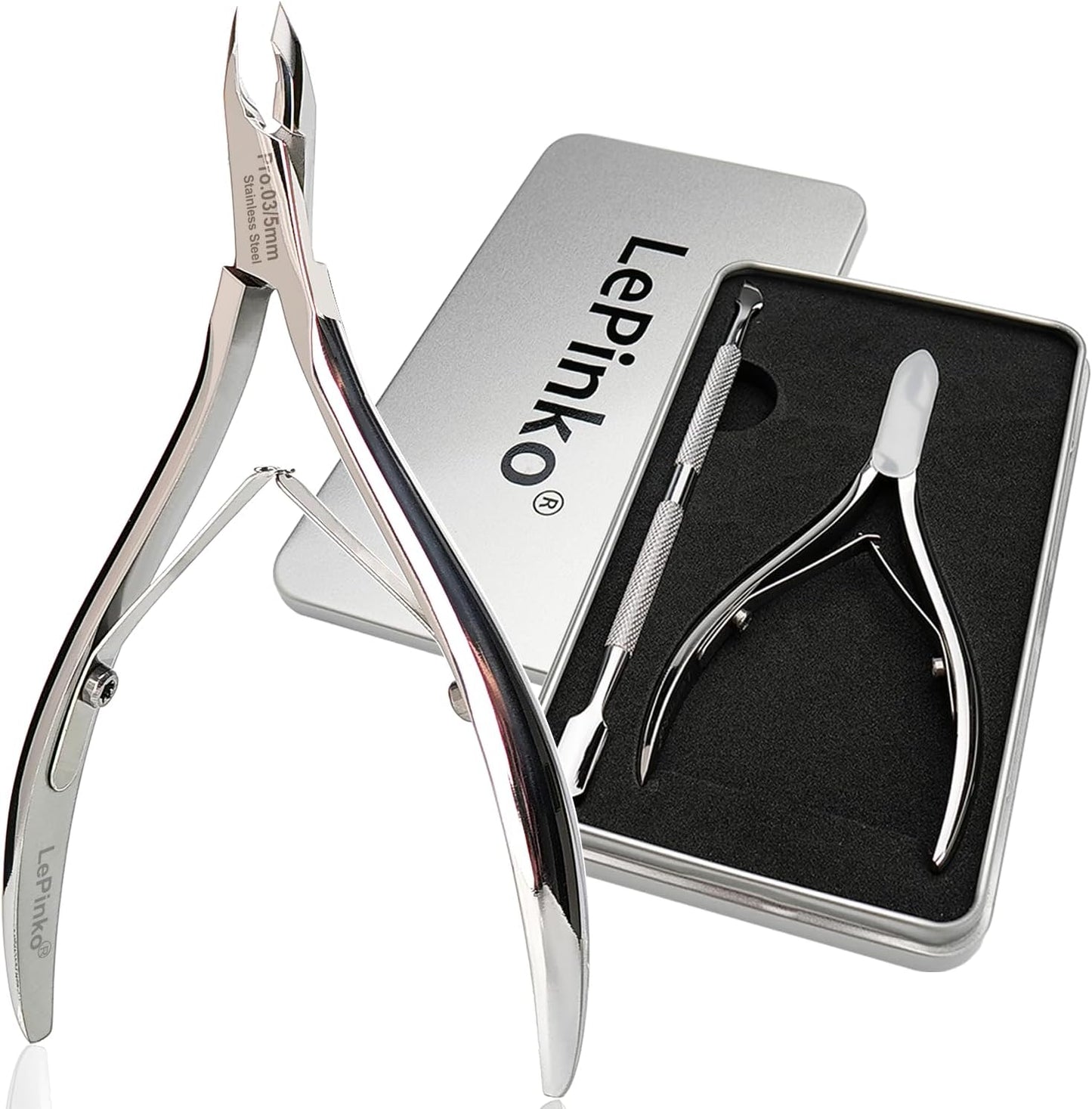 LePinko Salon-Quality Cuticle Trimmer with Cuticle Pusher, Super Labor-saving Cuticle Cutter, Sharp Cuticle Clippers for Manicurist, Professional Pedicure Manicure Nail Care Tool, 5mm Jaw - Image 1