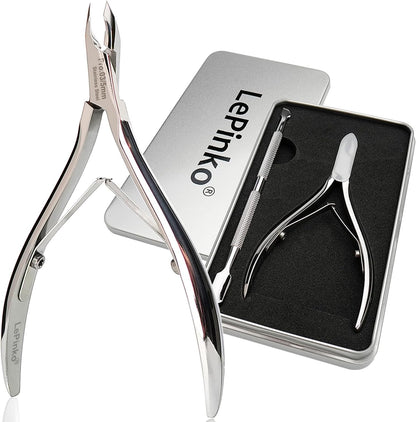LePinko Salon-Quality Cuticle Trimmer with Cuticle Pusher, Super Labor-saving Cuticle Cutter, Sharp Cuticle Clippers for Manicurist, Professional Pedicure Manicure Nail Care Tool, 5mm Jaw - Image 1