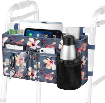 Finpac Large Walker Tote Bag blooming hibiscus pattern front view