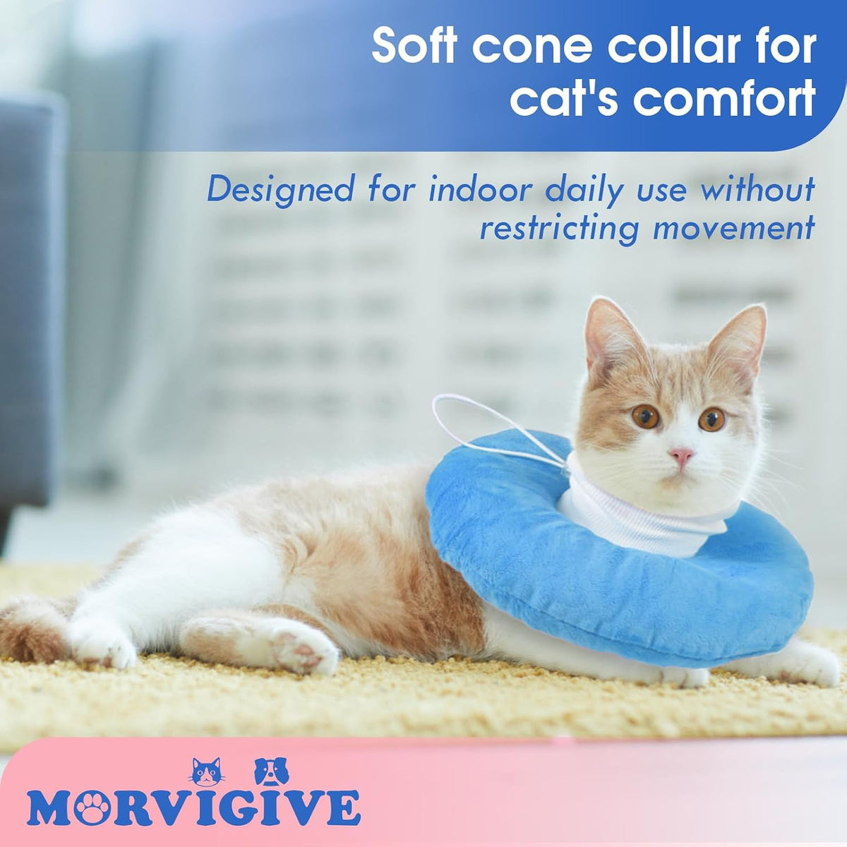 Lightweight kitten donut collar preventing wound licking post surgery