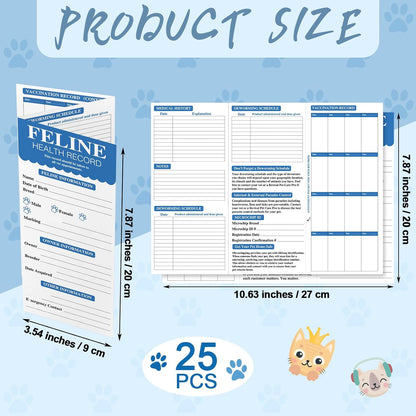 Dunzoom kitten vaccination record card unfolded displaying clear pre-printed medical tracking fields.
