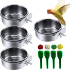 Kathson stainless steel bird bowls front view with clamp holder