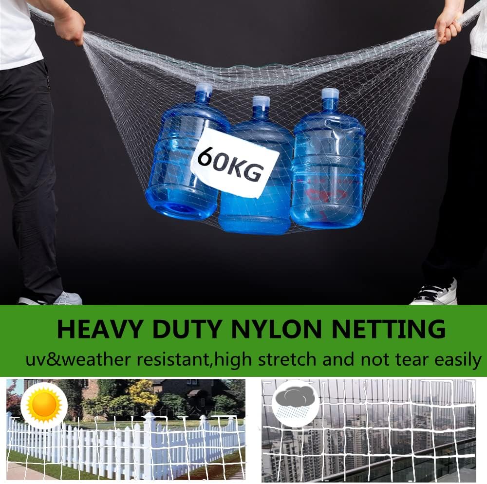 Cat Net Balcony Net Tear Resistant Transparent,High-Strength and Sturdy Staircase Railing Net,Anti Bird Net,Pet Safety Net (10x20ft,Color:Transparent) - Image 3