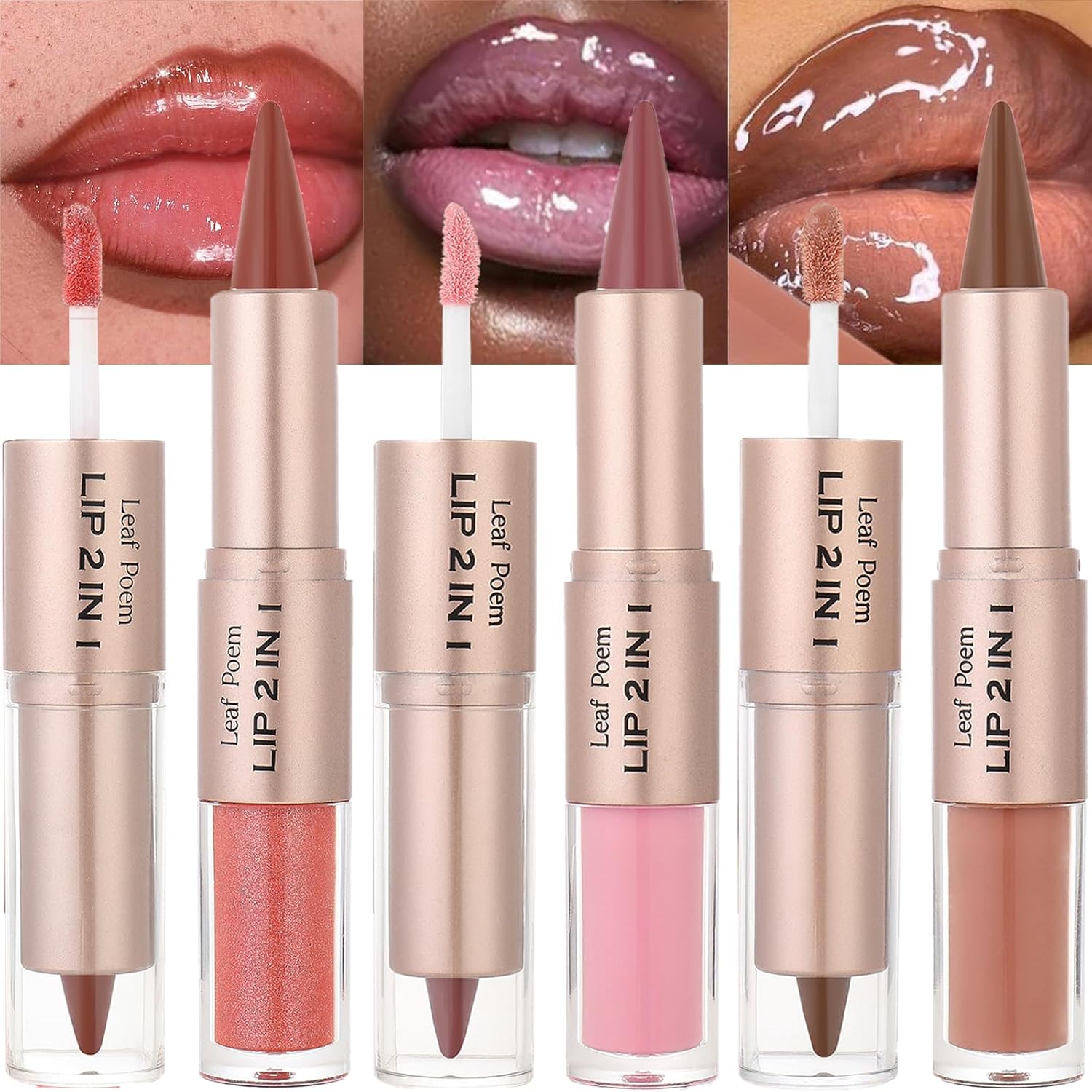 MooGlamor 3 pcs lip liner and gloss set featuring shades #04 #05 #06