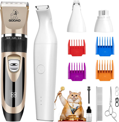 Gooad cat clippers front view gold and white cordless pet trimmer