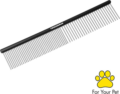 Close up of Tweezerman pet comb stainless steel bristles