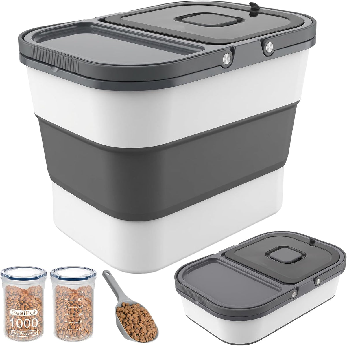 HOYTAMDAR 13 Lbs Dog Food Container, Collapsible Dog Food Storage Container with Airtight Lid, Cat Food Storage container Dry Food for Pets, Rice, Cereal, Silicone Pet Bowl and Dog Food Scoop - Image 12