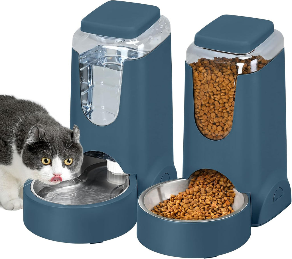 Packaging layout of the WyfKyd automatic gravity water dispenser and food feeder set.