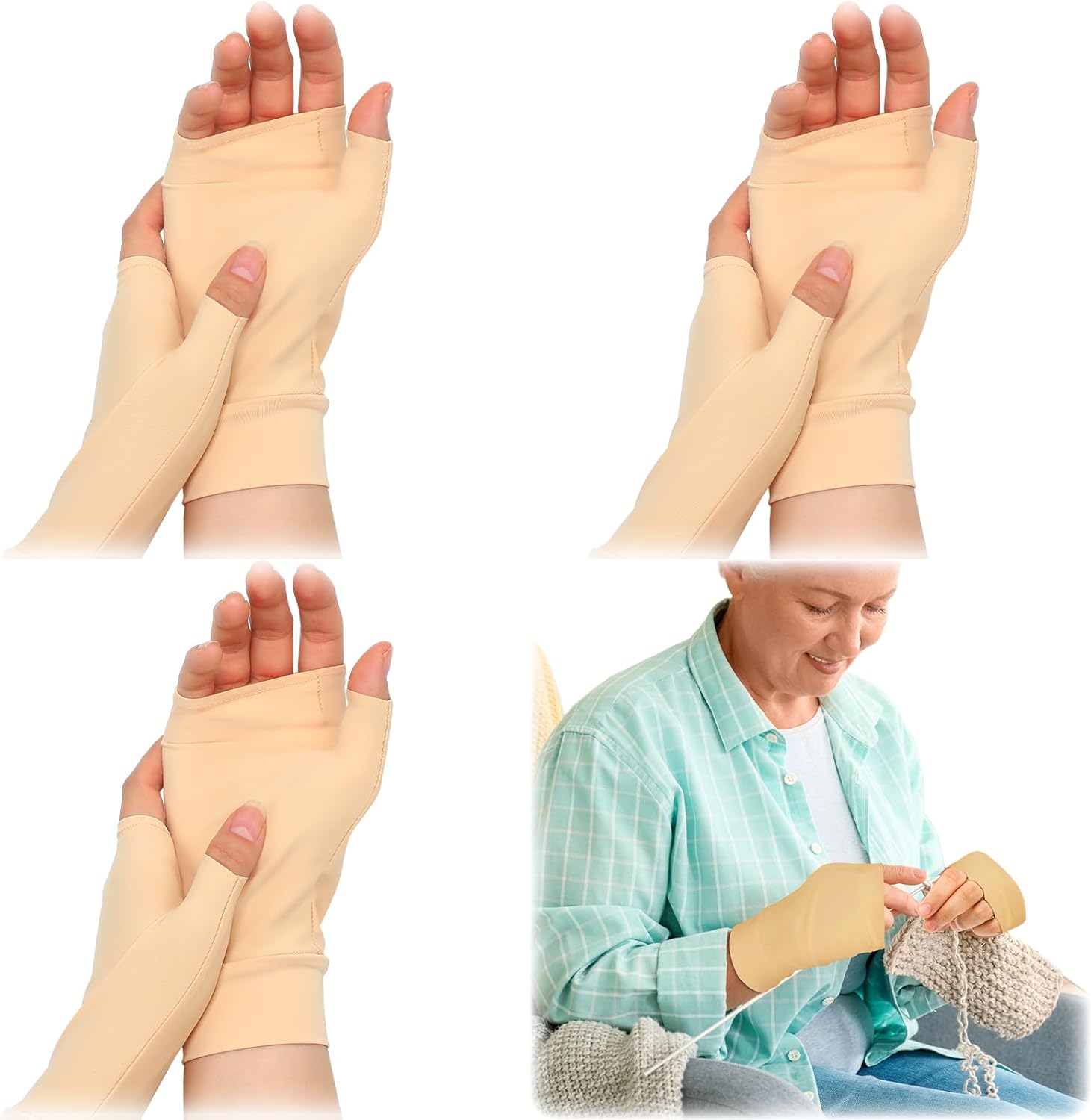 Chicingyou elderly skin protector gloves front view showing complexion tone.