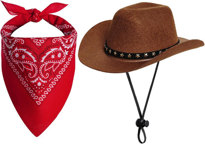 choyaxo Pet Cowboy Costume Halloween Costumes for Dogs Cat Cowboy Hat with Bandana Scarf (Small) - Image 9