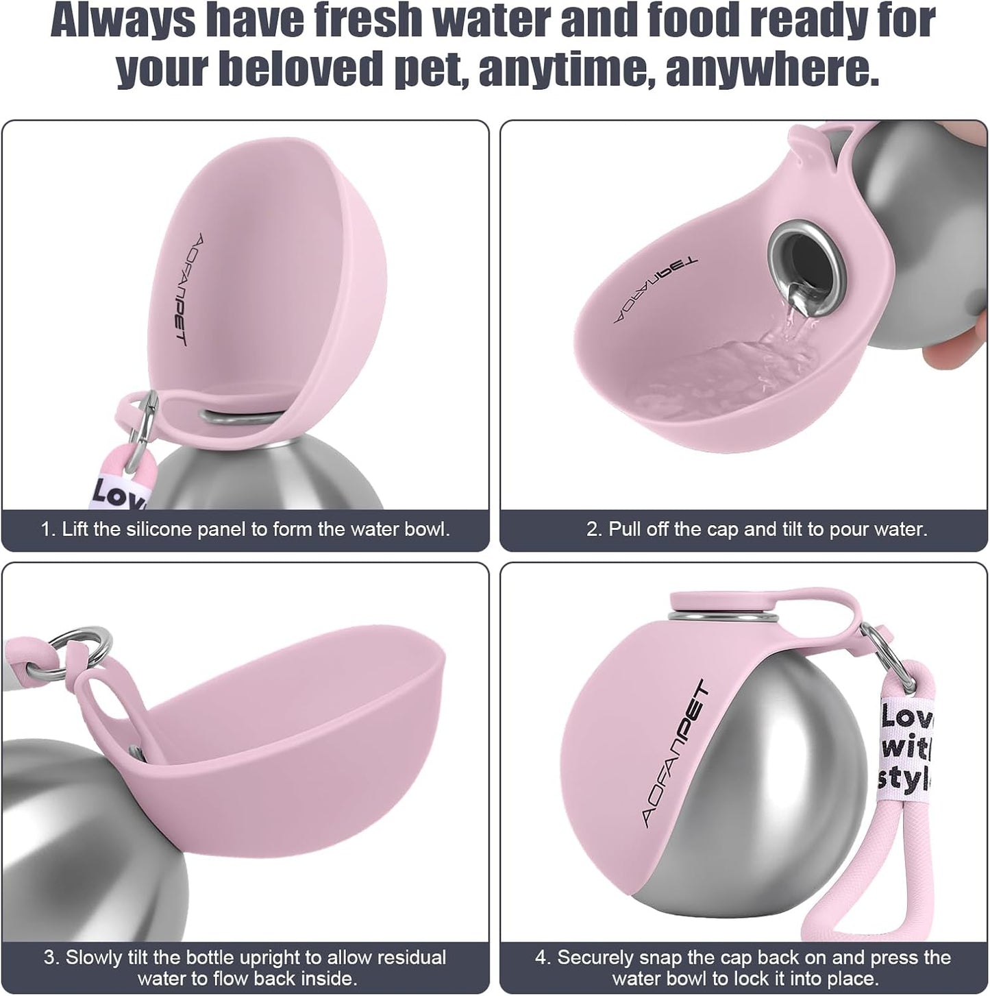 Leak-proof small dog water bottle sitting inside a car cup holder