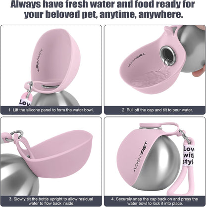Leak-proof small dog water bottle sitting inside a car cup holder