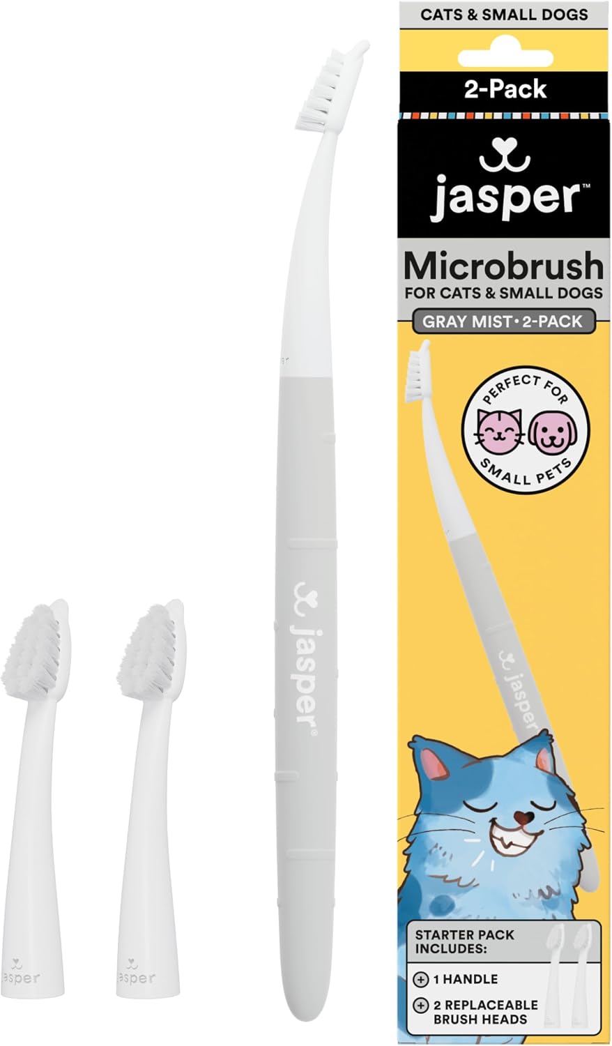 Jasper Microbrush Vet Approved Cat Toothbrush, Soft-Bristled Toothbrush Kit for Felines & Small Dogs, Non-Slip Handle, Tooth Brush Heads, Use with Cat Toothpaste, 4-Pack Blue - Image 11