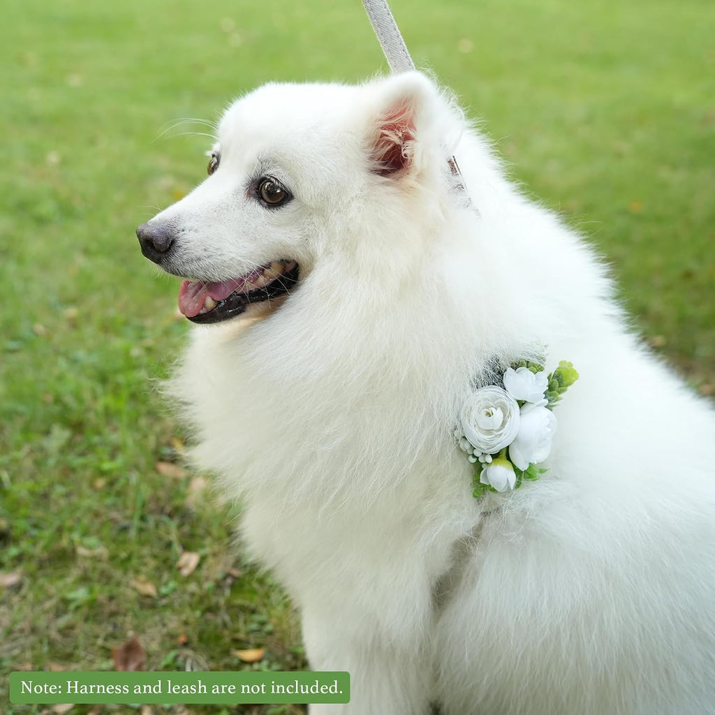 White rose accessory for cat and dog wedding attire