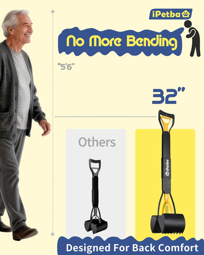 iPetba long handle claw scooper cleaning waste from a grass lawn