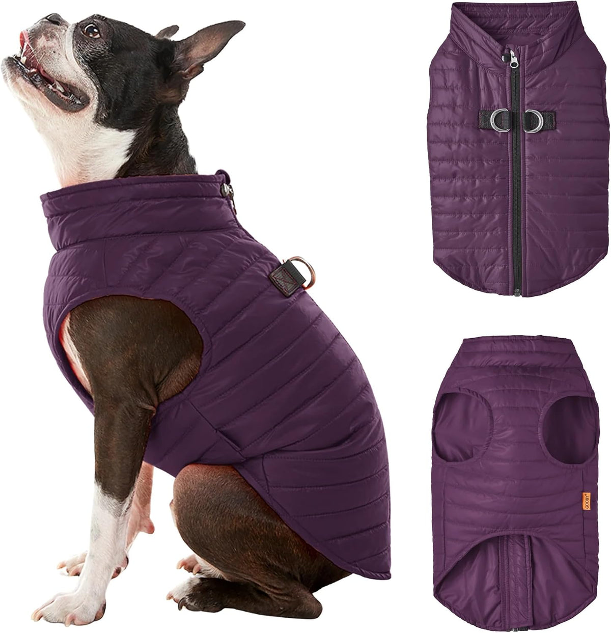 Gooby Puffer Vest - Blue, Large - Ultra Thin Zip Up Wind Breaker with Dual D Ring Leash - Water Resistant Small Dog Sweater Coat - Image 14