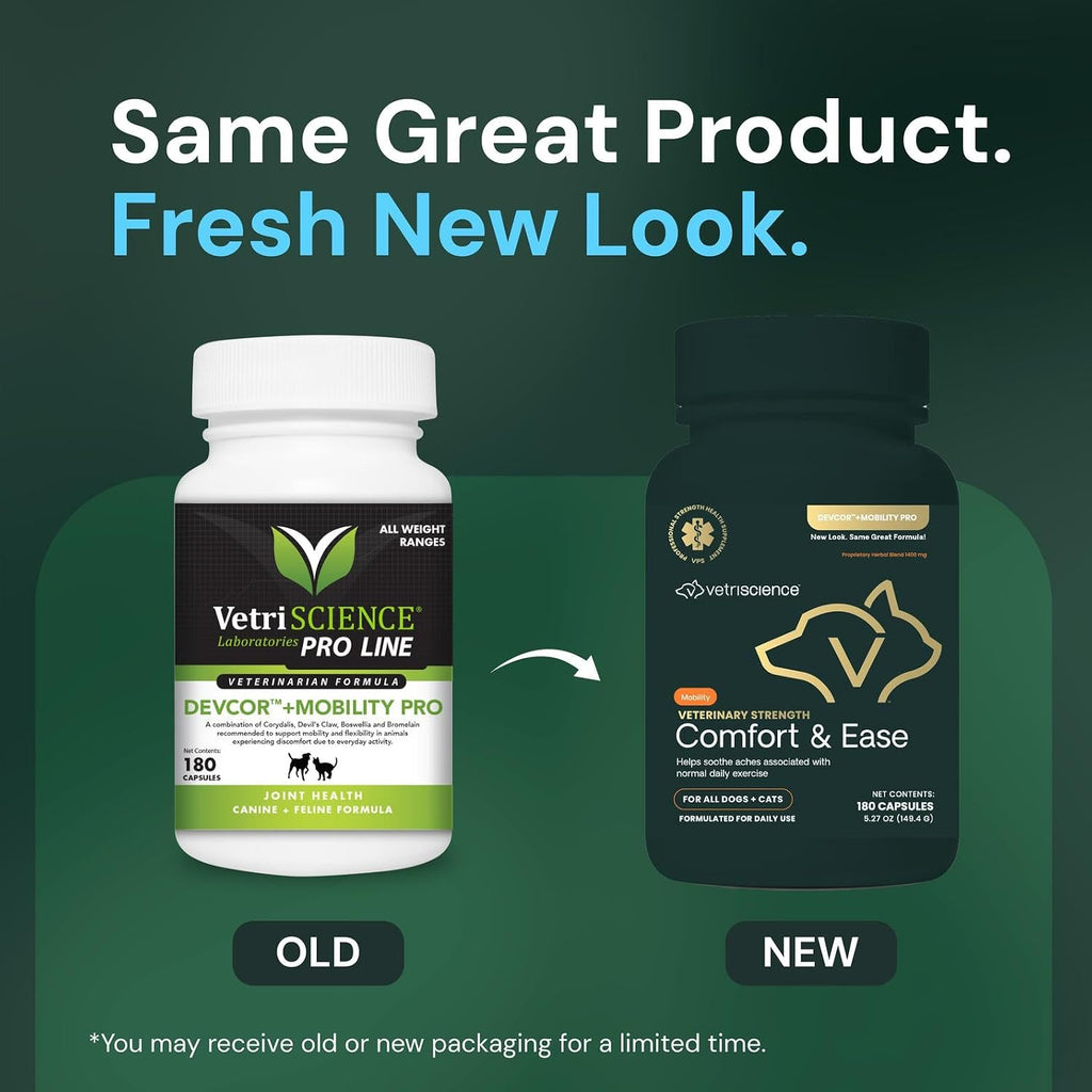 VetriScience Comfort And Ease supplement bottle back label with ingredients