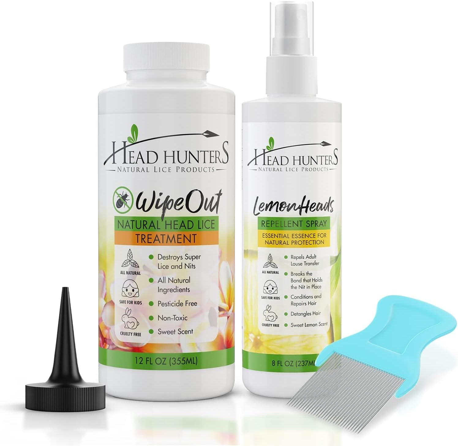 Head Hunters Natural Lice Treatment Kit with shampoo and comb