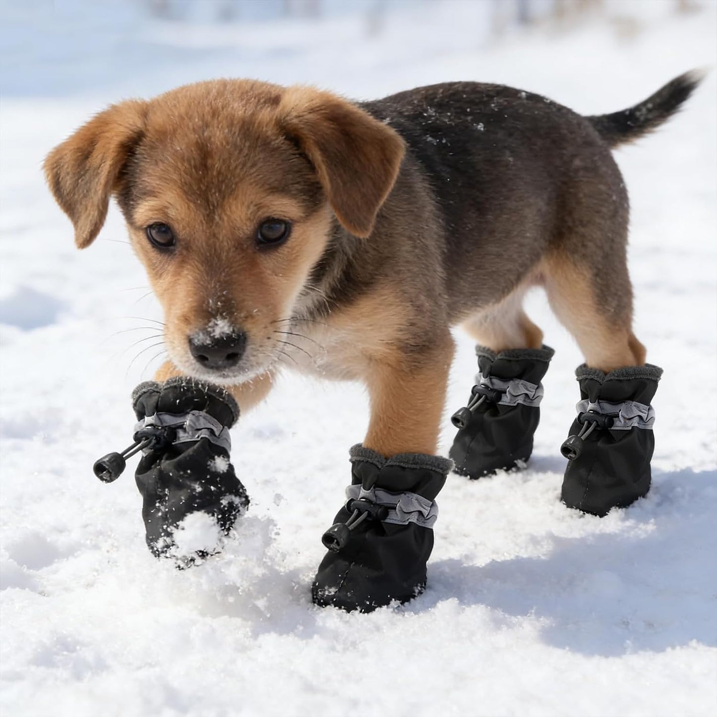 Andiker pet shoes showing wide opening for easy wear