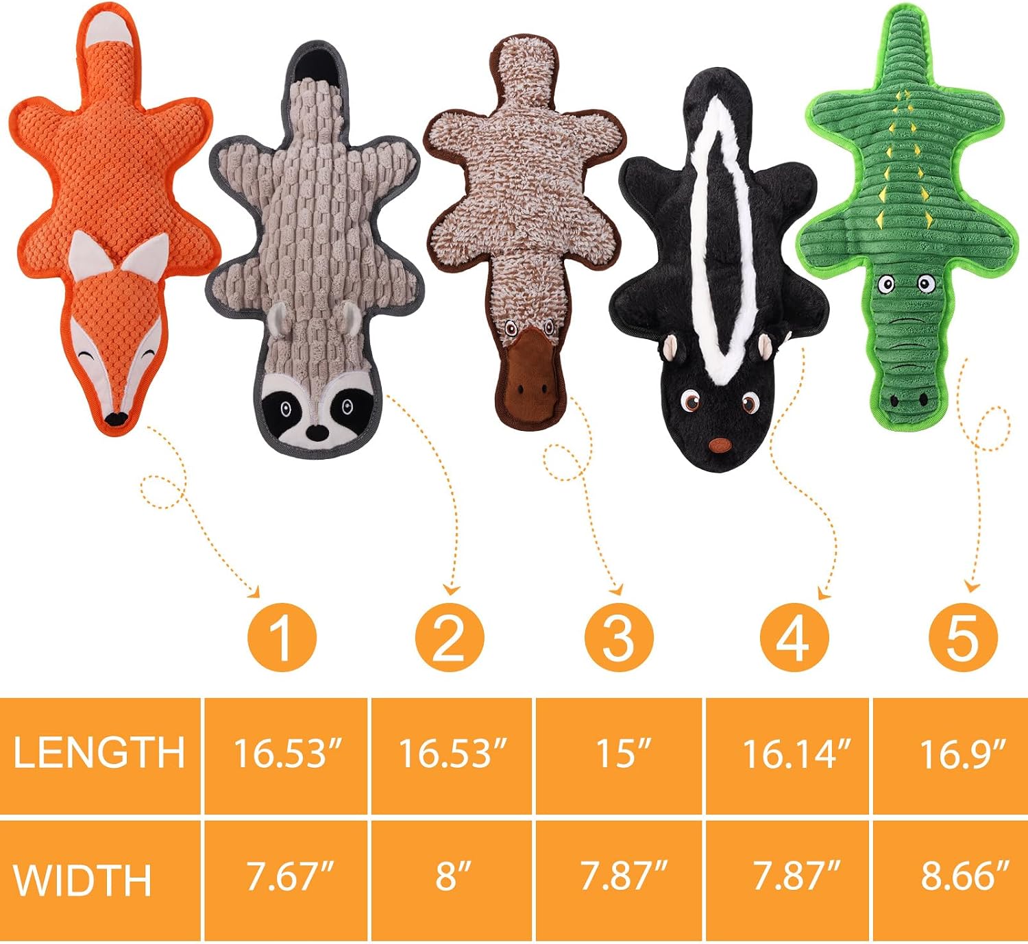 Eneston five piece flat dog toy set for indoor interactive tug of war