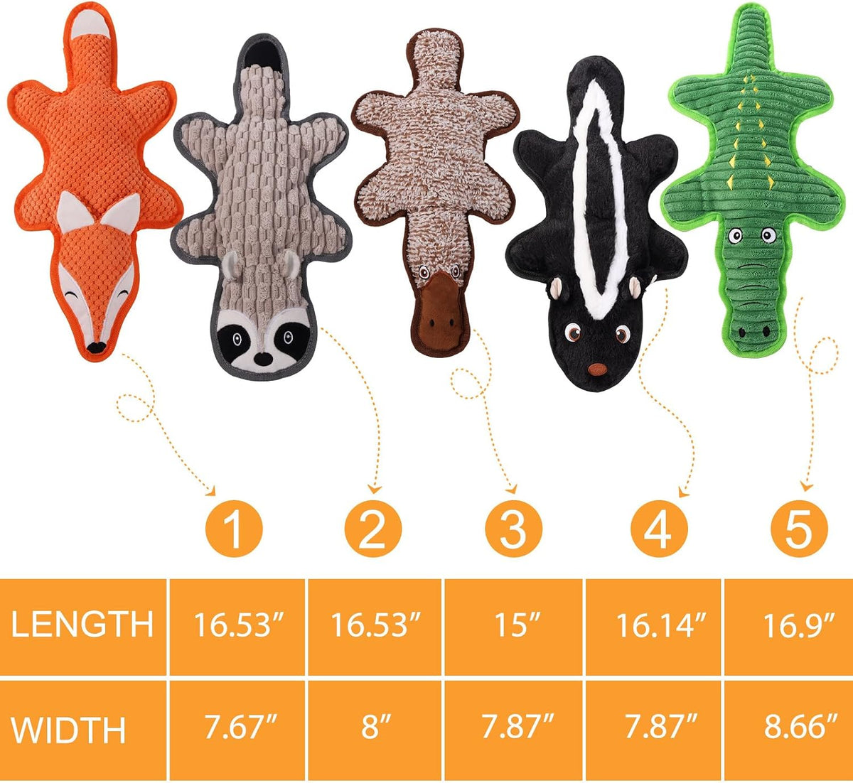 Eneston five piece flat dog toy set for indoor interactive tug of war