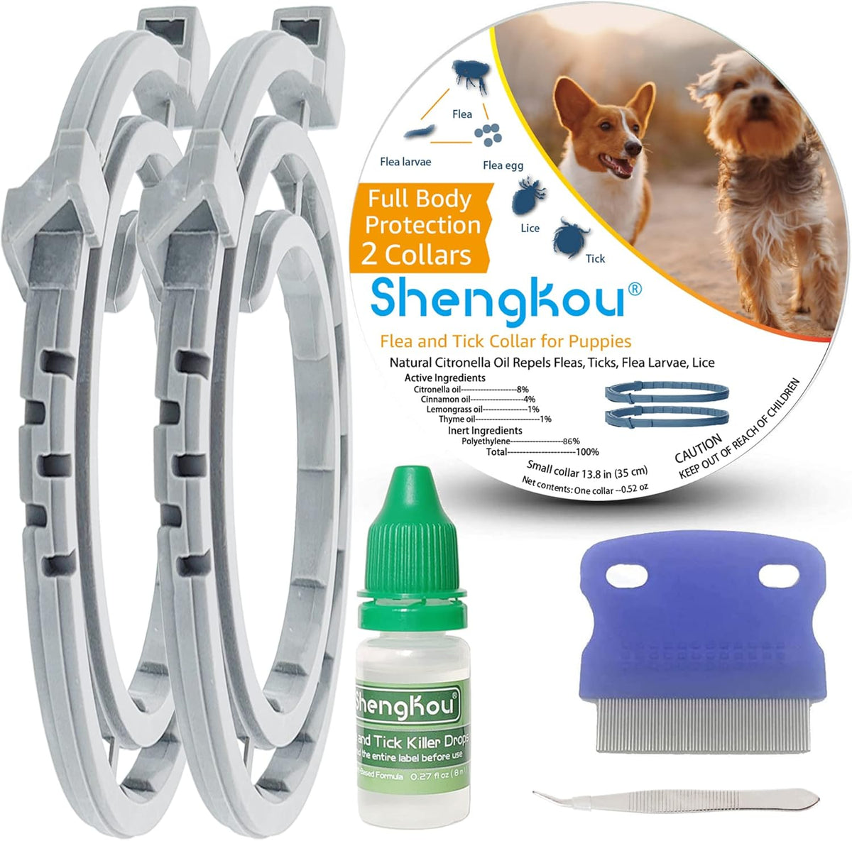 ShengKou Flea and Tick Collar for small dogs front packaging view