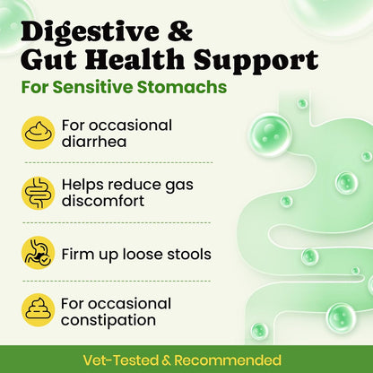 Back label of BuddyCheer dog supplement displaying 11 probiotic strains and 5 digestive enzymes.