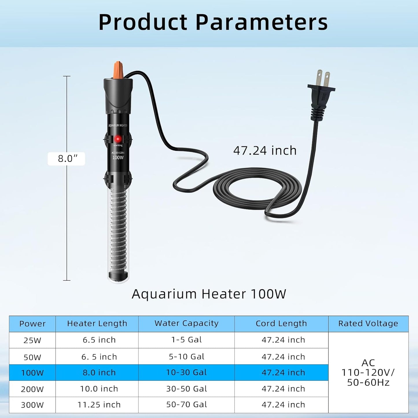 HiTauing fish tank heater with temperature knob