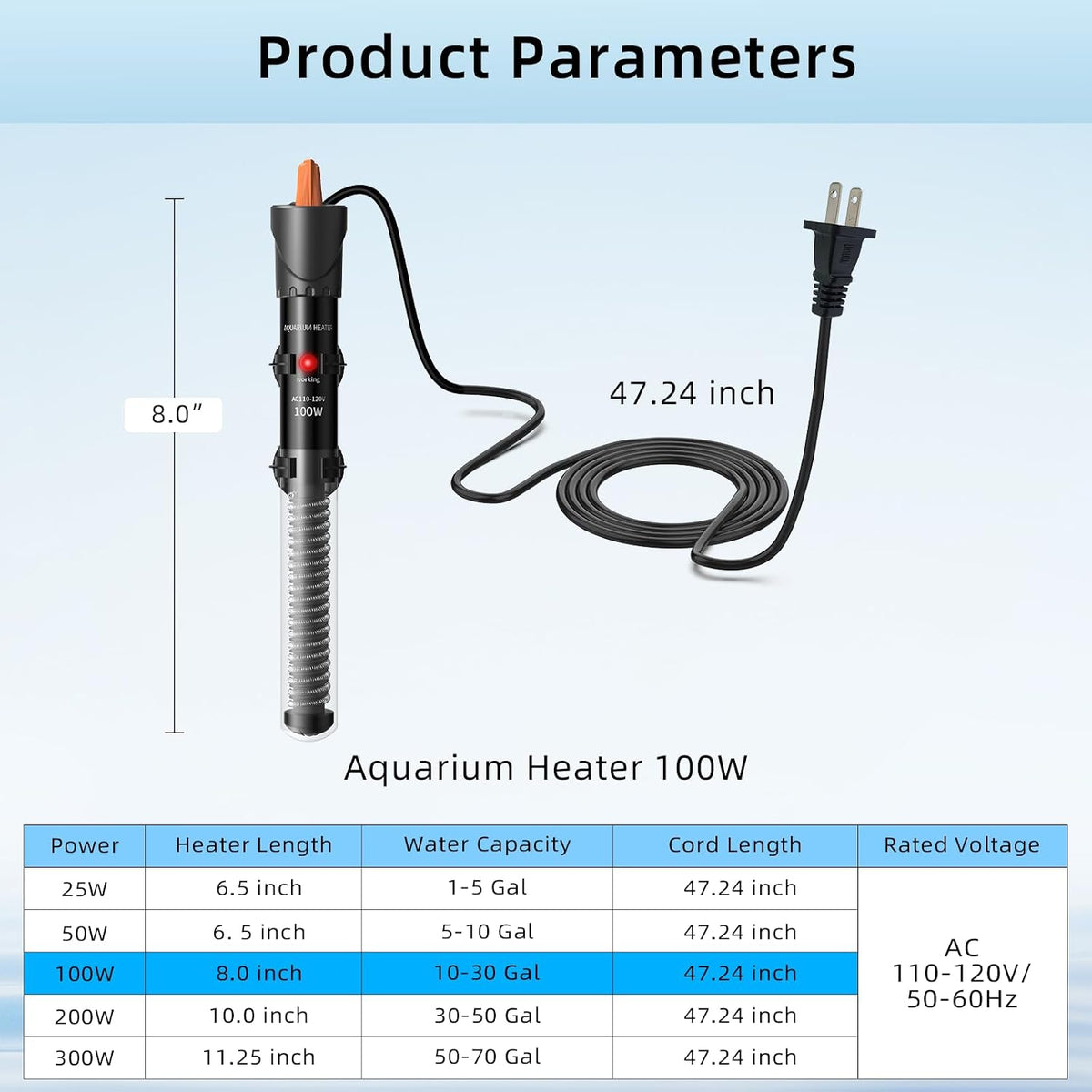 HiTauing fish tank heater with temperature knob