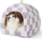 Lesure Cute Cat Beds for Indoor Cats - 2 in 1 Cat Cave Bed for Kittens and Small Pets with Removable Washable Cushioned Pillow, Cozy Kitten Tent with Non-Slip Bottom, Blue, 16 inches - Image 12
