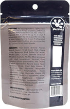 Pangea two ounce pouch back label with guaranteed analysis