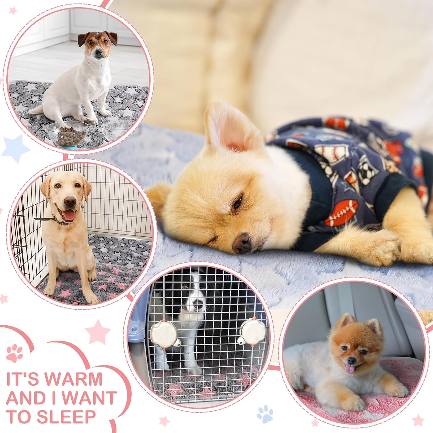 Small animal fleece cage liners with star pattern