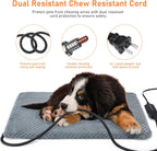 Grey waterproof pet heating pad with chew resistant steel cord