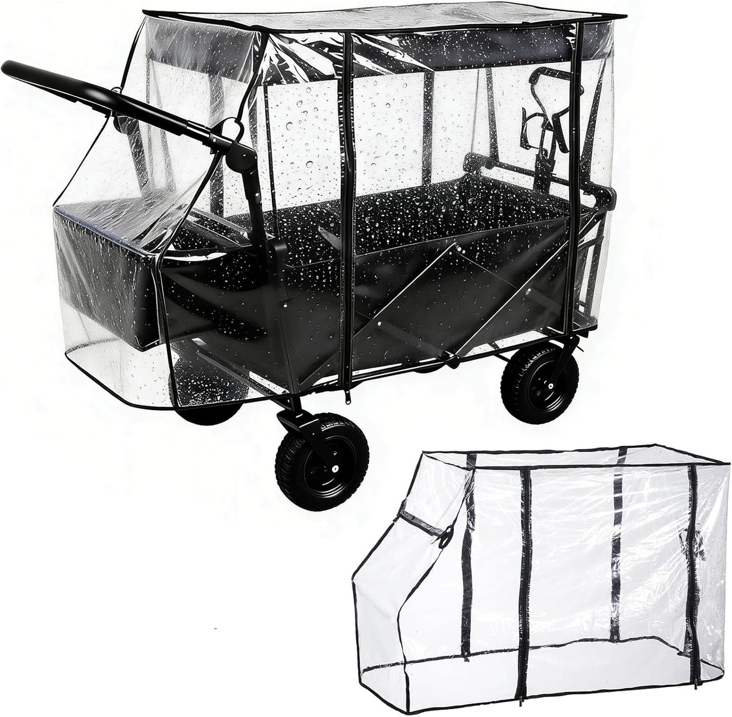 Bessny waterproof wagon rain cover front view for collapsible carts