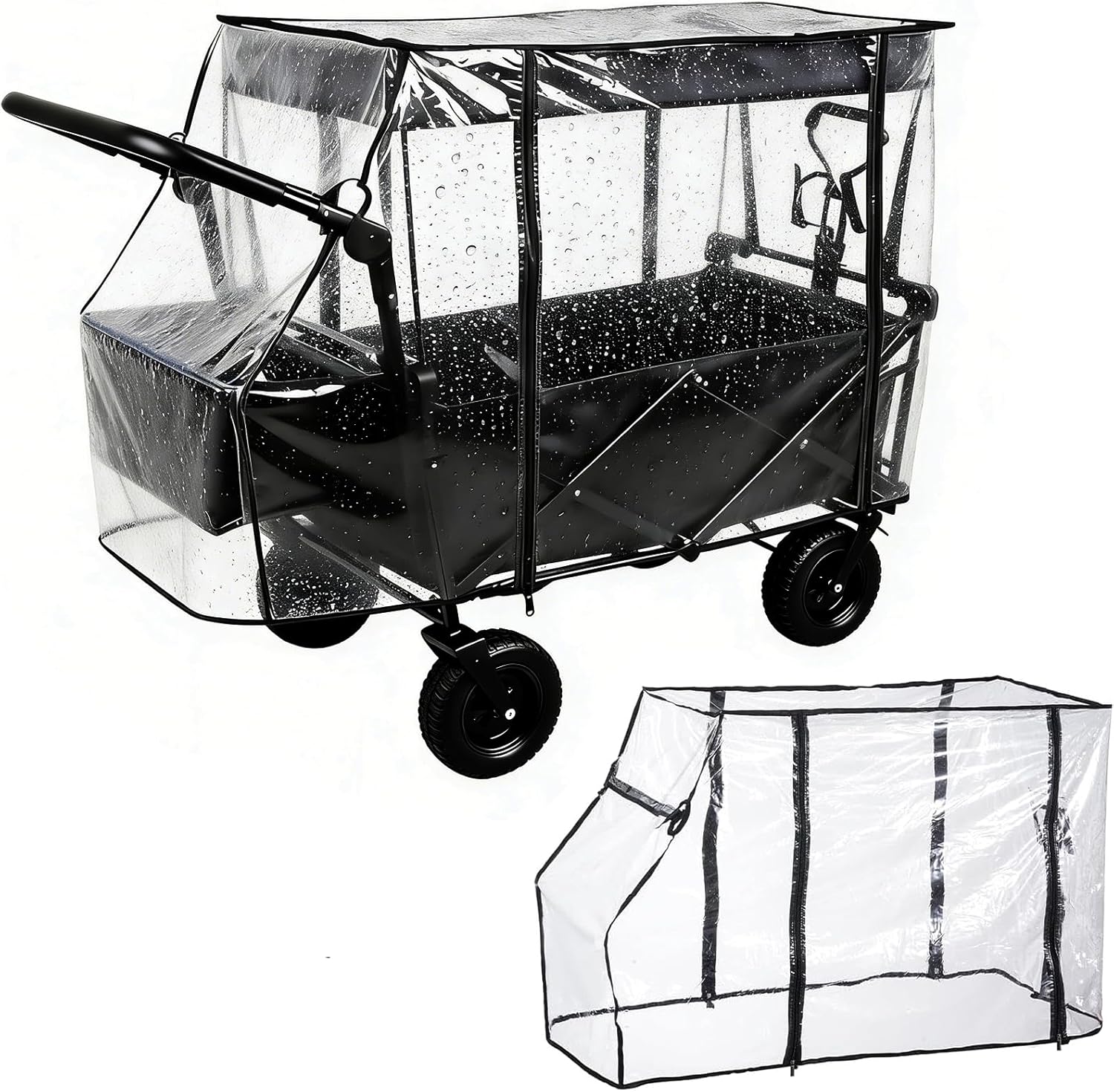 Bessny waterproof wagon rain cover front view for collapsible carts