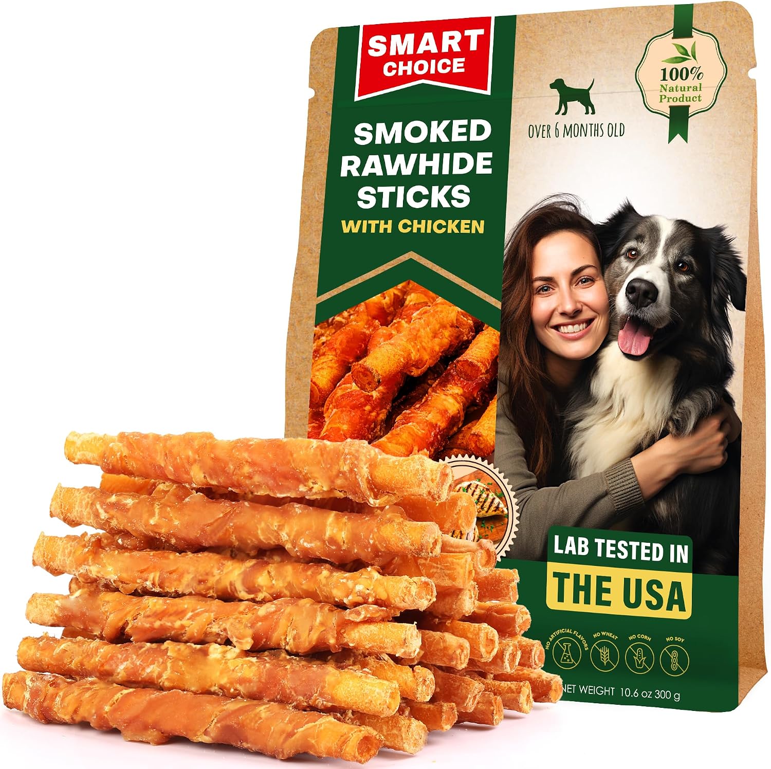 Beloved Pets smoked rawhide chicken sticks front view packaging