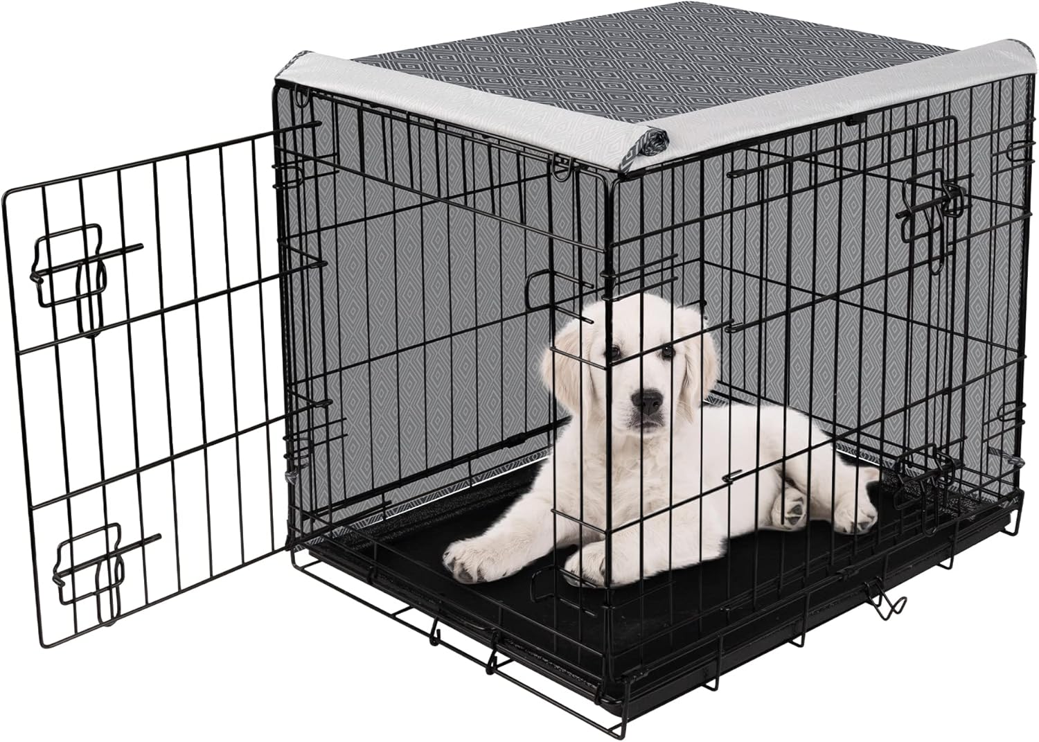 Pet Prime Dog Crate Cover 30 inch front view on wire cage