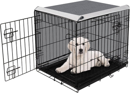 Pet Prime dog crate cover front view showing double door design on twenty four inch wire cage.