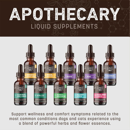 USA imported Earth Animal pet apothecary liquid supplement packaging