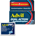 Advil dual action coated 144 caplets with acetaminophen and ibuprofen combination