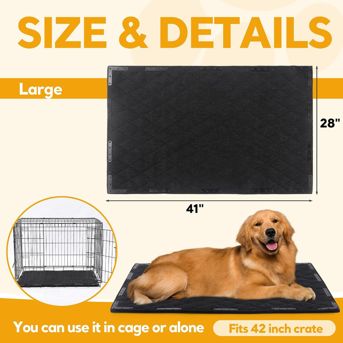 Top view of large 41 by 28 inch Hombys chew proof mat