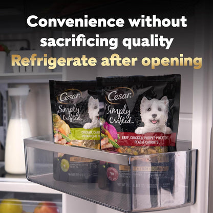 Cesar healthy chicken and vegetable wet dog food meal enhancer back view