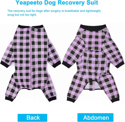 Yeapeeto post surgery dog bodysuit showing backward zipper mechanism along the spine