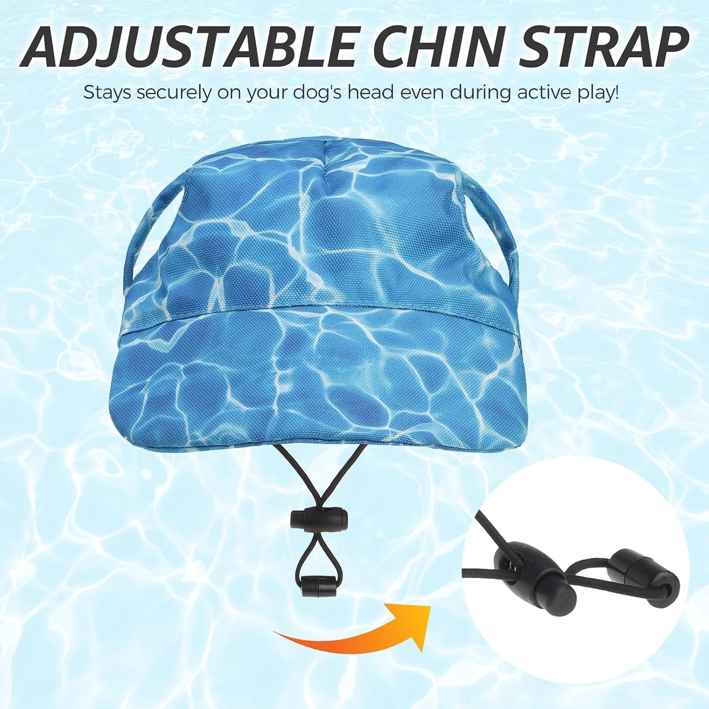Back view of Scenereal dog baseball cap showing size adjustment